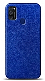 Dafoni Samsung Galaxy M21 Mavi Parlak Simli Telefon Kaplama