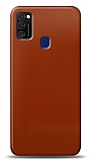 Dafoni Samsung Galaxy M21 Metalik Parlak Görünümlü Kırmızı Telefon Kaplama