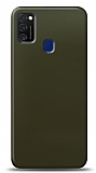 Dafoni Samsung Galaxy M21 Metalik Parlak Görünümlü Koyu Yeşil Telefon Kaplama
