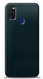 Dafoni Samsung Galaxy M21 Metalik Parlak Görünümlü Mavi Telefon Kaplama