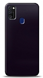 Dafoni Samsung Galaxy M21 Metalik Parlak Görünümlü Mor Telefon Kaplama