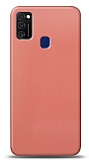 Dafoni Samsung Galaxy M21 Metalik Parlak Görünümlü Pembe Telefon Kaplama
