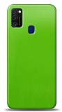 Dafoni Samsung Galaxy M21 Metalik Parlak Görünümlü Yeşil Telefon Kaplama