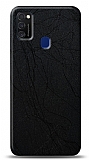 Dafoni Samsung Galaxy M21 Siyah Electro Deri Görünümlü Telefon Kaplama