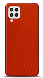 Dafoni Samsung Galaxy M22 Kırmızı Karbon Görünümlü Telefon Kaplama