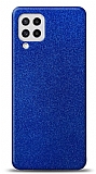 Dafoni Samsung Galaxy M22 Mavi Parlak Simli Telefon Kaplama