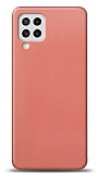 Dafoni Samsung Galaxy M22 Metalik Parlak Görünümlü Pembe Telefon Kaplama