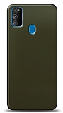 Dafoni Samsung Galaxy M30S Metalik Parlak Grnml Koyu Yeil Telefon Kaplama