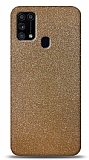 Dafoni Samsung Galaxy M31s Gold Parlak Simli Telefon Kaplama
