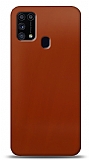 Dafoni Samsung Galaxy M31s Metalik Parlak Görünümlü Kırmızı Telefon Kaplama