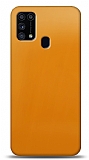 Dafoni Samsung Galaxy M31s Metalik Parlak Görünümlü Sarı Telefon Kaplama