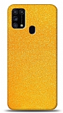 Dafoni Samsung Galaxy M31s Sarı Parlak Simli Telefon Kaplama