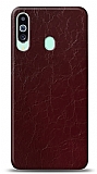 Dafoni Samsung Galaxy M40 Bordo Electro Deri Görünümlü Telefon Kaplama