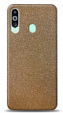 Dafoni Samsung Galaxy M40 Gold Parlak Simli Telefon Kaplama