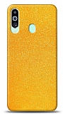 Dafoni Samsung Galaxy M40 Sarı Parlak Simli Telefon Kaplama