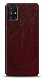 Dafoni Samsung Galaxy M51 Bordo Electro Deri Görünümlü Telefon Kaplama