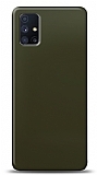 Dafoni Samsung Galaxy M51 Metalik Parlak Görünümlü Koyu Yeşil Telefon Kaplama