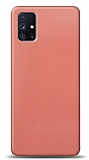 Dafoni Samsung Galaxy M51 Metalik Parlak Görünümlü Pembe Telefon Kaplama