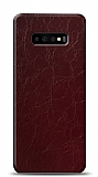 Dafoni Samsung Galaxy S10 Bordo Electro Deri Grnml Telefon Kaplama