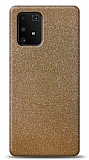 Dafoni Samsung Galaxy S10 Lite Gold Parlak Simli Telefon Kaplama