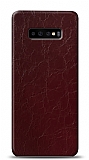 Dafoni Samsung Galaxy S10 Plus Bordo Electro Deri Grnml Telefon Kaplama