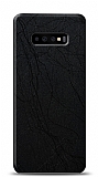 Dafoni Samsung Galaxy S10 Siyah Electro Deri Görünümlü Telefon Kaplama