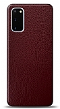 Dafoni Samsung Galaxy S20 Bordo Deri Görünümlü Telefon Kaplama