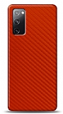 Dafoni Samsung Galaxy S20 FE Kırmızı Karbon Görünümlü Telefon Kaplama