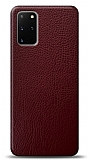 Dafoni Samsung Galaxy S20 Plus Bordo Deri Görünümlü Telefon Kaplama