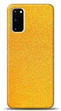 Dafoni Samsung Galaxy S20 Sarı Parlak Simli Telefon Kaplama