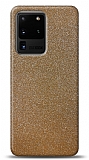 Dafoni Samsung Galaxy S20 Ultra Gold Parlak Simli Telefon Kaplama