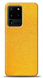 Dafoni Samsung Galaxy S20 Ultra Sarı Parlak Simli Telefon Kaplama