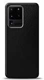 Dafoni Samsung Galaxy S20 Ultra Siyah Deri Görünümlü Telefon Kaplama