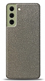 Dafoni Samsung Galaxy S21 FE 5G Silver Parlak Simli Telefon Kaplama