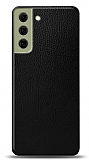 Dafoni Samsung Galaxy S21 FE 5G Siyah Deri Görünümlü Telefon Kaplama