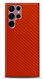 Dafoni Samsung Galaxy S22 Ultra 5G Kırmızı Karbon Görünümlü Telefon Kaplama