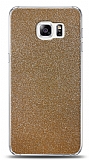 Dafoni Samsung Galaxy S6 Edge Plus Gold Parlak Simli Telefon Kaplama