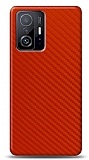 Dafoni Xiaomi 11T Kırmızı Karbon Görünümlü Telefon Kaplama
