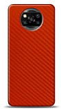 Dafoni Xiaomi Poco X3 Kırmızı Karbon Görünümlü Telefon Kaplama
