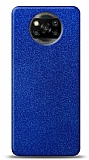 Dafoni Xiaomi Poco X3 Mavi Parlak Simli Telefon Kaplama