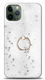 Eiroo Bright iPhone 11 Pro Max Sulu Simli Silver Silikon Kılıf