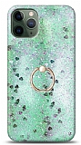 Eiroo Bright iPhone 11 Pro Max Sulu Simli Yeşil Silikon Kılıf