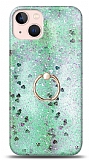 Eiroo Bright iPhone 13 Mini Sulu Simli Yeşil Silikon Kılıf