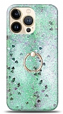 Eiroo Bright iPhone 13 Pro Max Sulu Simli Yeşil Silikon Kılıf