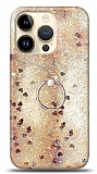 Eiroo Bright iPhone 14 Pro Sulu Simli Gold Silikon Klf