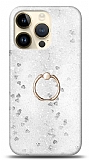 Eiroo Bright iPhone 14 Pro Sulu Simli Silver Silikon Kılıf