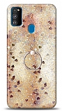 Eiroo Bright Samsung Galaxy A21s Sulu Simli Gold Silikon Kılıf