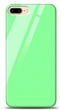 Eiroo iPhone 7 Plus / 8 Plus Silikon Kenarlı Açık Yeşil Cam Kılıf