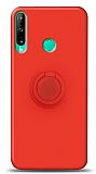 Eiroo Ring Color Huawei P40 Lite E Yüzük Tutuculu Kırmızı Silikon Kılıf
