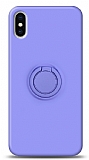 Eiroo Ring Color iPhone X / XS Yüzük Tutuculu Mor Silikon Kılıf